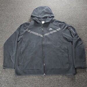 Nike Tech Hoodie Mens XL Sportswear Fleece Full-Zip Black Faded Active